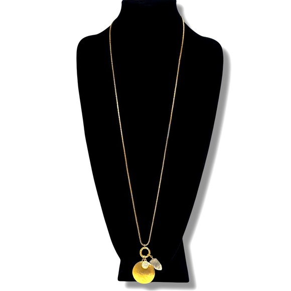 CHICO’s “Grace” Gold-Tone Pendant & Crystal Necklace | NWT - Picture 1 of 5